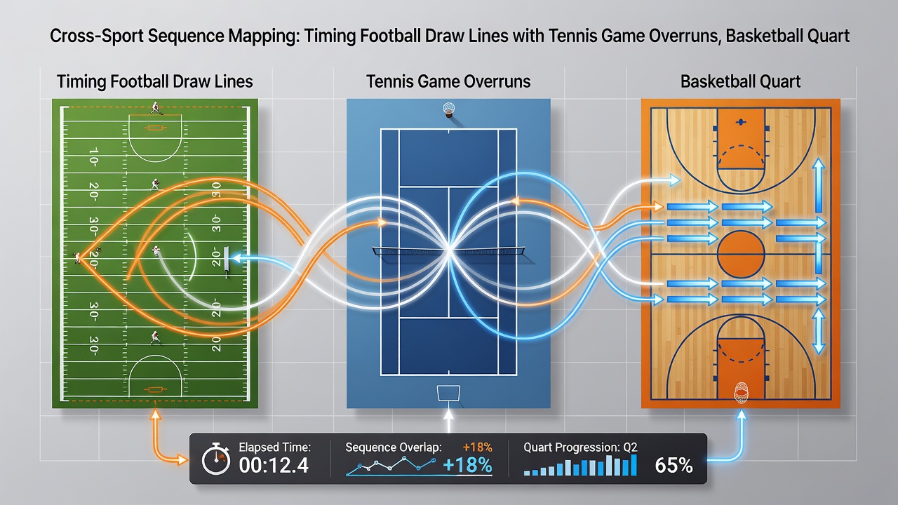 Layered signup credit flow diagram linking tennis overruns, basketball quarters and racing place markets