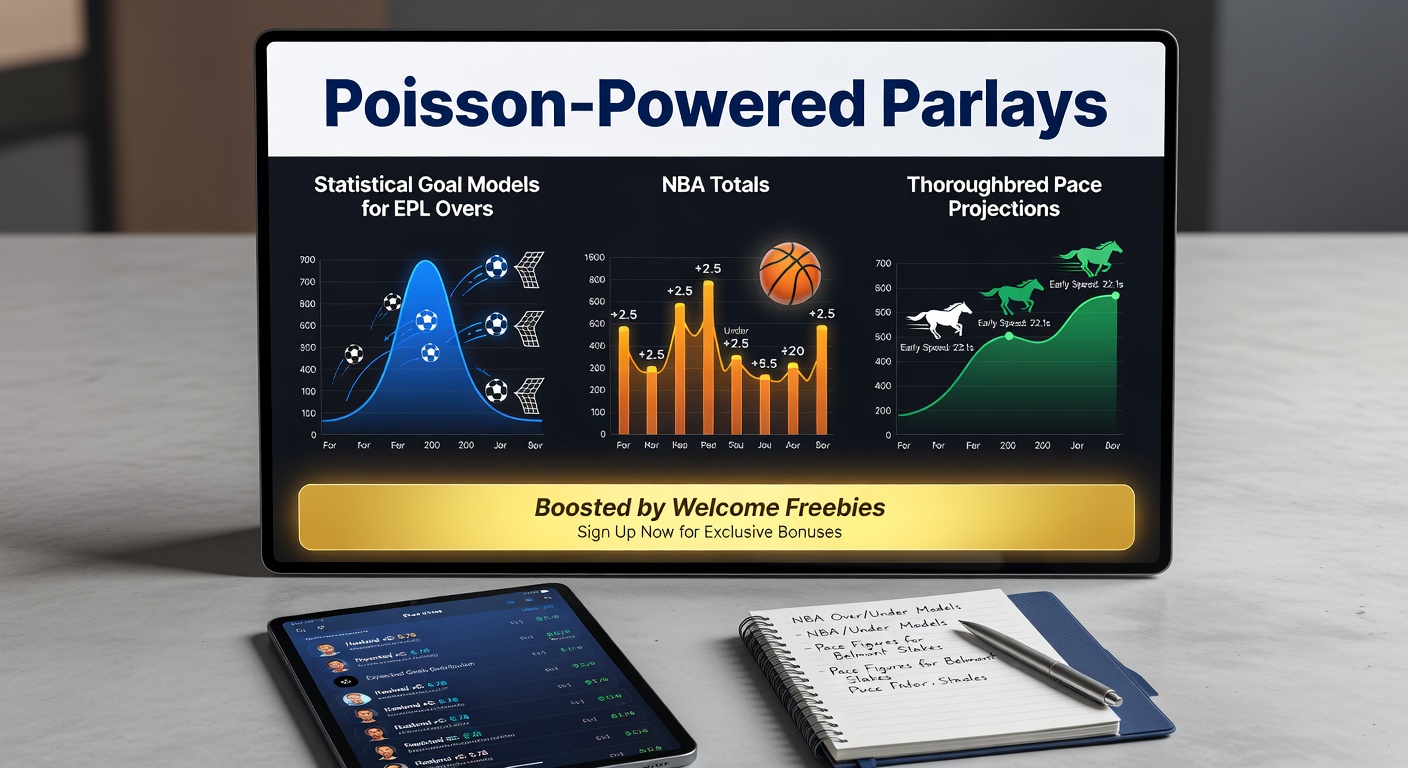 Visualization of Poisson distribution curves applied to EPL goal expectations, highlighting over 2.5 lines for top matches