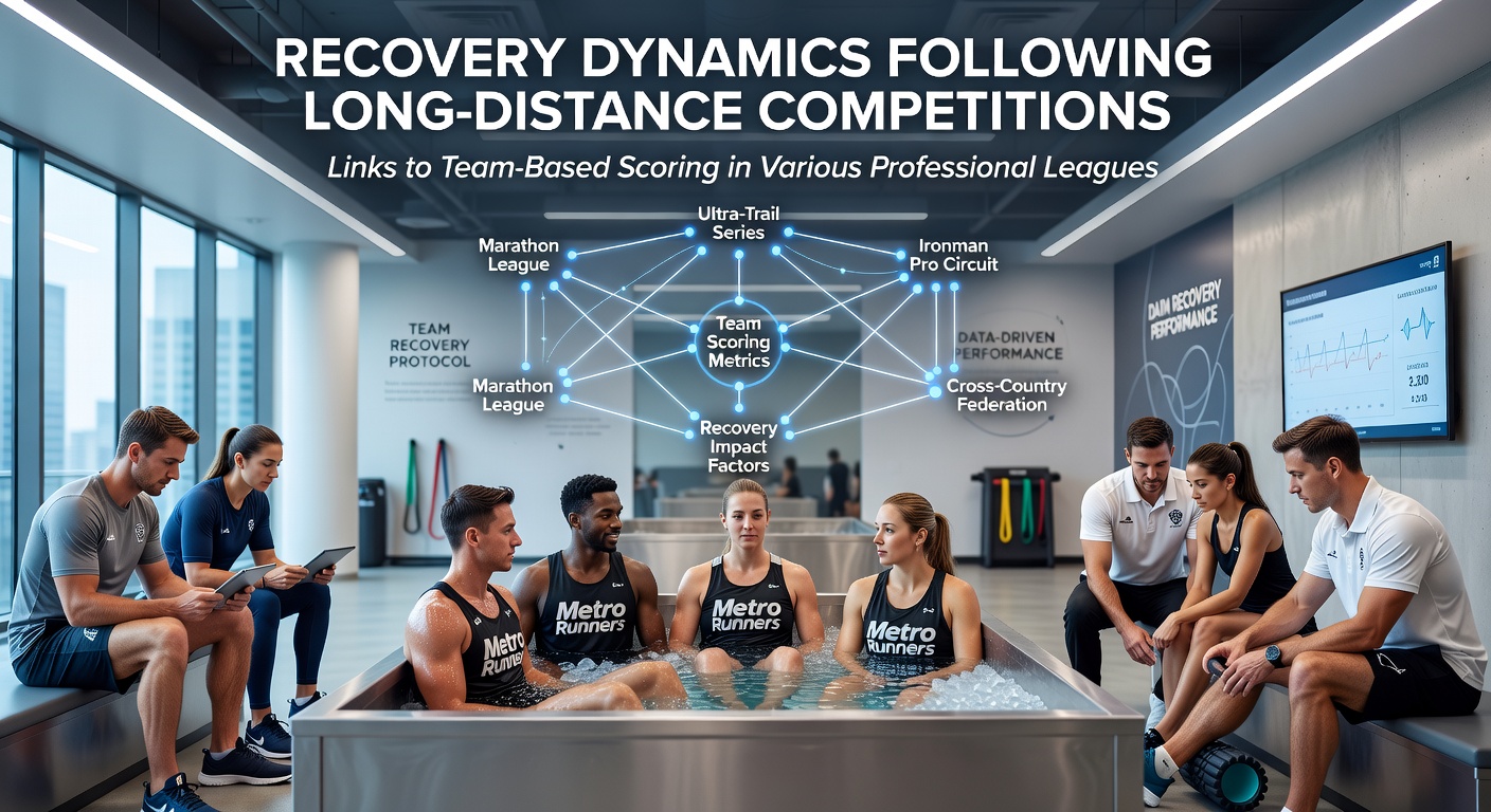 Athletes recovering after long-distance events with team sports performance data overlays