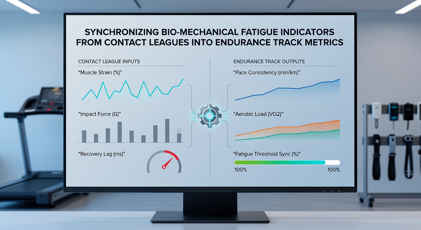 Track athletes undergoing synchronized endurance testing with imported fatigue metrics from contact sports