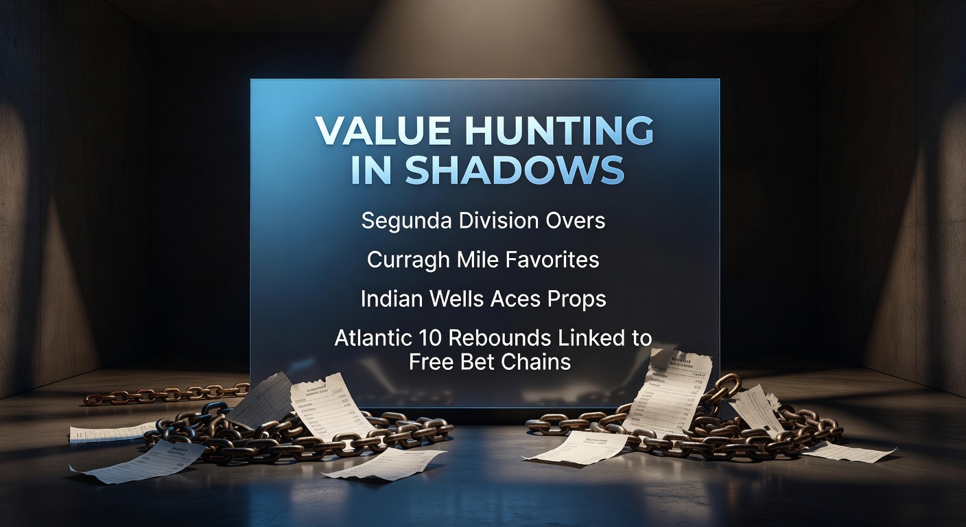 A dynamic split-image showing a soccer match in action, a horse racing the Curragh track, tennis aces at Indian Wells, and basketball rebounds in Atlantic 10 play, symbolizing niche betting value hunts