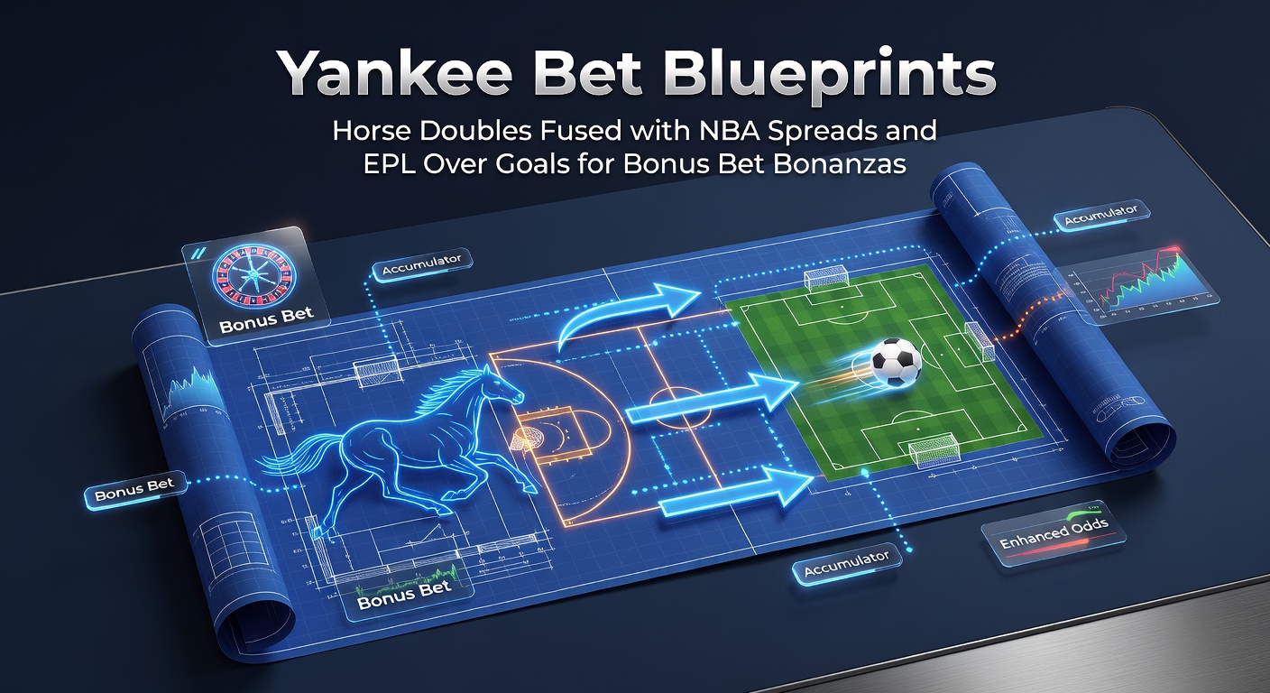 Diagram illustrating a Yankee bet structure with four horse racing selections forming doubles, trebles, and an accumulator for multiplied returns